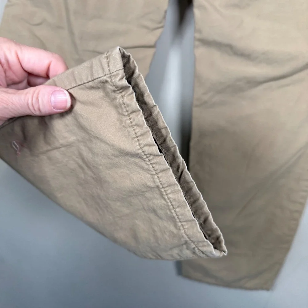 Old Navy Khaki Chino Flat Front Straight Leg Buffalo Check Lined Pants Size 14